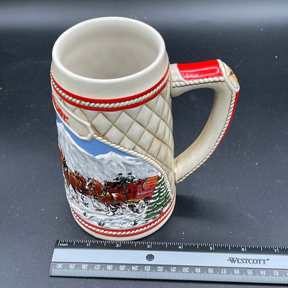 1985 "A" Series Anheuser Busch Budweiser Holiday Beer Stein Clydesdale Ceramarte - Picture 11 of 11